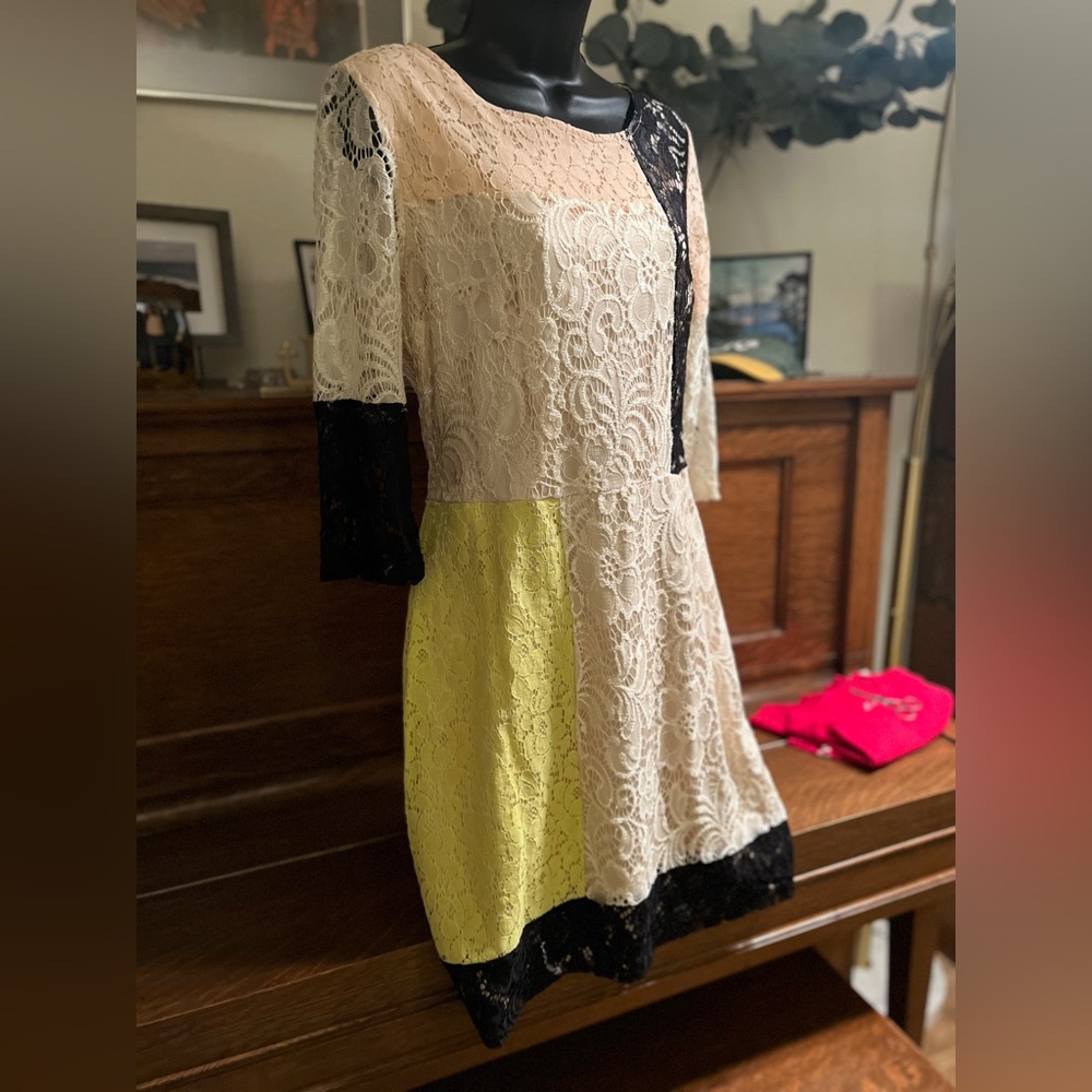 Elegant Lace Patchwork Dress - image 4